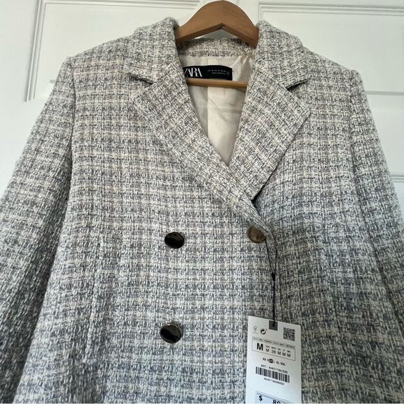 NWT ZARA WOMEN NEW CROPPED TEXTURED BLAZER Weave Tweed MULTICOLORED - Picture 7 of 8